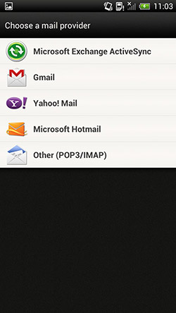 Android add email account
