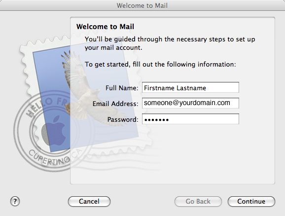 Apple Mail account setup