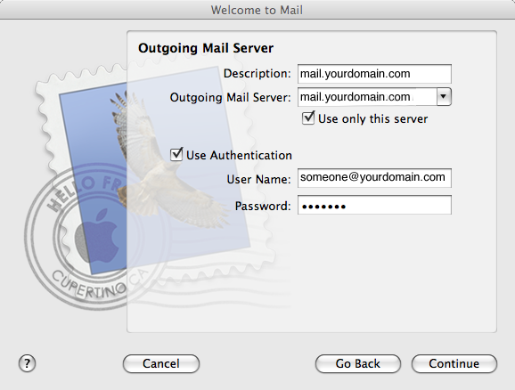 Apple Mail outgoing SMTP setup